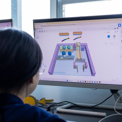 Student Rube Goldberg machine build in Tinkercad
