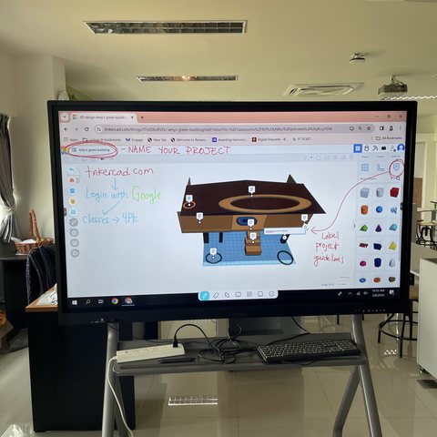 Tinkercad project instructions on classroom display