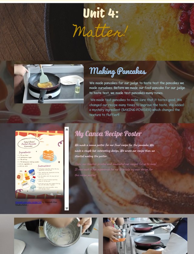 Student showcase website built in Google Sites